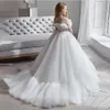 Clássico flor meninas vestidos para casamento moda babados frisado cristal faixa pageant vestidos até o chão crianças princesa aniversário 240126