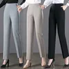 Calças femininas outono cintura elástica negócios wear formal calças retas cintura alta feminina casual calças compridas 240119