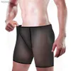 Mutande sexy trasparenti boxer da uomo intimo in rete comodi boxer slip elasticizzati boxer traspiranti camicie da notte per il sesso YQ240214