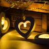 Cordas 40 LED Madeira Amor Coração String Luzes de Fadas Vermelho Branco Luz Interior Festa de Casamento Guirlanda Decoração de Lâmpada de Dia dos Namorados