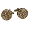 SAVOYSHI High Quality Shirt Cufflinks for Men Round Bronze Vintage Pattern Metal Cuff links Gift Free Enagraving Name 240130