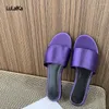 Slippers Brand Silk Summer Women Fashion Open Toe Candy Color Flat Woman Sandals Outdoor Black Casual Female Shoes