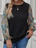 Finjani Plus Size Lantern Sleeve Tee Paisley Print Tops Autumn Womens Clothing 240130