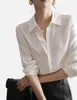 Women's Blouses Autumn Fashion Satin Silk Women Shirt Elegant Turn Down Collar Woman Blouse White Long Sleeve Ladies Shirts Tops Blusas