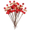 Decorative Flowers 30 Pcs Christmas Garland Golden Red Berries Artificial Berry Decorate Simulation Branch Supplies Flower Arrangement