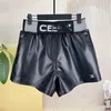 Nouveau design femmes lettre impression taille élastique naturel véritable peau de mouton en cuir shorts MLXLXXL3XL