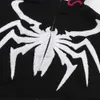 Y2K 지퍼 까마귀 스트리트웨어 힙합 거미 자수 대형 스웨트 셔츠 남성 Harajuku 고딕 재킷 240123