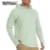 TACVASEN Protection solaire T-shirts hommes à manches longues à capuche décontracté UVProof T-shirts respirant léger séchage rapide T-shirts mâle 240124