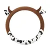 Steering Wheel Covers Plush Cover 15 Inch Cow Car With Horns Ears Anti Slip Sweat Absorption Comfortable