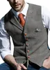 Men's Vests Tweed Suit Business Clothing for Men Striped Waistcoat Punk Vest Groomman Wedding Brwon Black Grey Jacket 240125