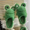 Slippers Large Size Couple Cotton Outdoor Fashion Funny Frog Shape Anti Slip Warmth Plush Shoes For Women Zapatos