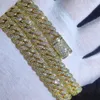 10 ملم تشيك ستون ستون كوبي سلسلة الفضة الذهب مطلي المثلجة خارج ميامي كوبية قلادة للرجال النساء 240202