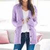 Women's Sweaters Button Down Long Sleeve Cable Twist Knit Open Front Cardigan Loose Outerwear Coat with Pockets 240127