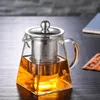 Bule de vidro de borosilicato resistente ao calor pote de café de vidro quadrado com filtro infusor leite oolong flor bule de chá copos de água 240124