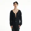 Stage Wear Round Neck Loose Fitting Long Sleeved Shirts Latin Dance Tops For Men Chacha Rumba Tango Dress Practice DQS15104