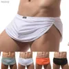 Underpants Mens Boxer Shorts Home Pant Casual WithPenis Pouch Thong Elastic-Trunks Underwear Loose Cool Panties YQ240214