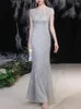 Party Dresses O-neck Sequined Slim Fit Simple Elegant Evening Sleeveless Wedding Vestidos Temperament Trumpet Prom Dress