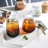 Muggar Creative Glass Mug Milk Drink Tea Coffee Cup Golden Black Letter Transparent Tall Home Office Heat Motest Drinkware Gift