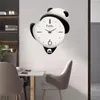 Horloges murales belle Panda montre maison chambre dessin animé horloge enfants non vivant perforé pièce calme et O1S5