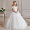 Classic Flower Girls Dresses For Wedding Fashion Ruffles Beaded Crystal Sash Pageant Gowns Floor Length Kids Princess Birthday 240126