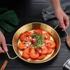 Borden verdikte roestvrijstalen barbecue met dubbele oorplaat Koreaanse gebakken kip plat gouden Spaanse zeevruchten