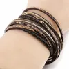 Charm Bracelets Amorcome Fashion Long Double Wrap Leather Bracelet Leopard Print Magnet Buckle For Women Gift Jewelry Wholesale