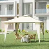 Tents And Shelters 11' X Outdoor Canopy Tent Party Gazebo With Double-Tier Roof Steel Frame Included Ground Stakes Beige