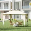 Tende e rifugi 11'X Gazebo per feste con tettoia per esterni con struttura in acciaio per tetto a due livelli inclusi picchetti da terra Beige