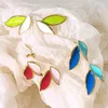 Stud Earrings Bohemia Enamel Leaves Shaped For Women Girls Classic Gold Color Stainless Steel Earings Trendy Jewelry Accessories