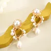 dangle earrings luxury Natural Pearls for Women Korean Style Sparkle Crystal Gold Miltated亜鉛合金エレガントドロップイヤリングジュエリー