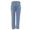 Women's Jeans Women Bottoms Pants Button High Waist Pocket Elastic Hole Trousers Slim Denim For Ladies Pantalones De Mujer