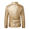 Steampunk Shiny Gold Leather Jackets For Men Night Club Mens Fashion Leather Jacket Anti-Wind Motorcycle Hip Hop Coat 240124