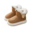 Hausschuhe Winter Faux Wildleder Baumwolle Schuhe Damen Dicke Sohlen High Top Plüsch Indoor Home Outdoor Tragen Schneestiefel