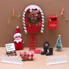 String Hat Dollhouse Elf Kit Miniature Scene Wreath Miniature Elf Door Mini Tree Scene Model Fairy Toy House Chile Decor 240123