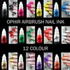 Ophir 12Colors Akrylvattenfärg/Airbrush Nail Inks för nagelkonstfärg Airbrushing Nagellack 30 ml/flaskpigment_ta1001-12 240129