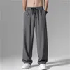 Men's Pants Summer Thin Loose Clothing Plus Size Slacks Leisure Straight Down Ice Silk Baggy Trousers Fashion Bottoms