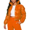 Dames Trenchcoats Warme Dikke Jas Winter Lakleer Bubble Dames Rits Waterdicht Latex Pufferjack Vrouw Grote maten S-2XL Parka's