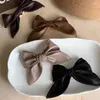 Hair Accessories Solid Color Duckbill Side Clip Elegant Fashion Bangs PU Leather Bow Hairpin Temperament Vintage