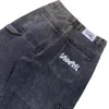 جينز للرجال Y2K أزياء الملابس فضفاضة مستقيمة هاراجوكو متتالية مطرزة بسيطة متخصصة مخصرة القوط هوب هوب الشارع