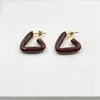 Stud Earrings Gold Plated Triangle Colored Enamel In Brass