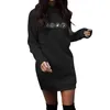 Ethnische Kleidung Damen-Halloween-Sweatshirt, bedruckt, langärmelig, O-Ausschnitt, übergroß, leicht, Midi-Pullover-Kleid