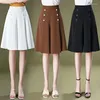 Calças femininas verão moda feminina sólida oversize saia coreano cintura alta versátil streetwear bastante casual na altura do joelho calças
