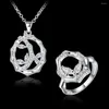 Necklace Earrings Set Fashion Silver Plated For Women Hyperbole Design Sell Trendy Christmas Gift I Gioielli