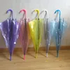 우산 50pcs 도매 투명 멀티 컬러 명확한 PVC Long Handle Rainproof