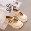 Congme moda meninas sapatos de couro estudantes crianças escola branco preto boneca plana 240131