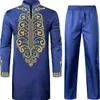 Ethnic Clothing Two-piece Suits Long Sleeve Kaftan Tops & Pants Set Formal Party African Men Suit Shirt Traditional Clothes