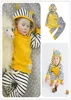 Mikrdoo Baby Jongen Meisje Casual Kleding Geel Hoodies Gestreepte Broek 2 STUKS Kinderen Katoenen Pak Kind Oneck Hoody Kleding Lange Mouw In6313712