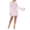 Casual Dresses Women S Knitted Mini Dress Sexy Long Sleeve Slim Fitted Skirt Tie Backless Short