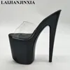 Zapatillas Laijianjinxia sandalias abiertas de los pies para mujeres tacones delgados transparentes de 20 cm de zapatos altos bombas de flores