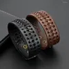 Bracelets de charme Bracelet en cuir tissé poreux design main forme à trois couches style simple et à la mode